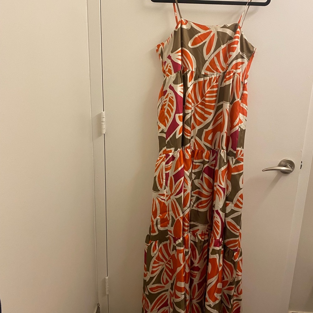 Tropical Leaf Print Maxi Dress